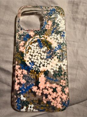kate spade Clear Floral iPhone Case with Pink, White & Blue Blooms